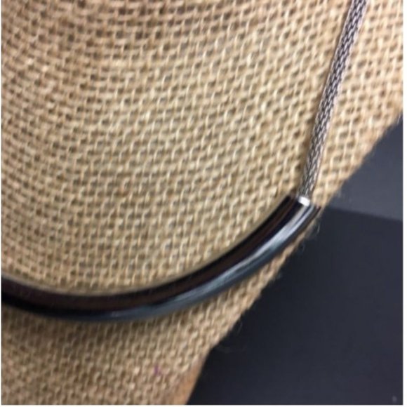 Express Silver Curved Necklace Tube Arc Chain Retro BoHo Soft Girl Cottage Mod - Picture 2 of 7